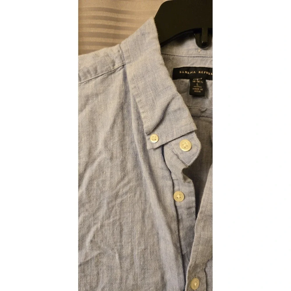 Banana Republic Mens Linen Blend‎ Button Up Shirt Sz Large 16/16.5 Preppy Career